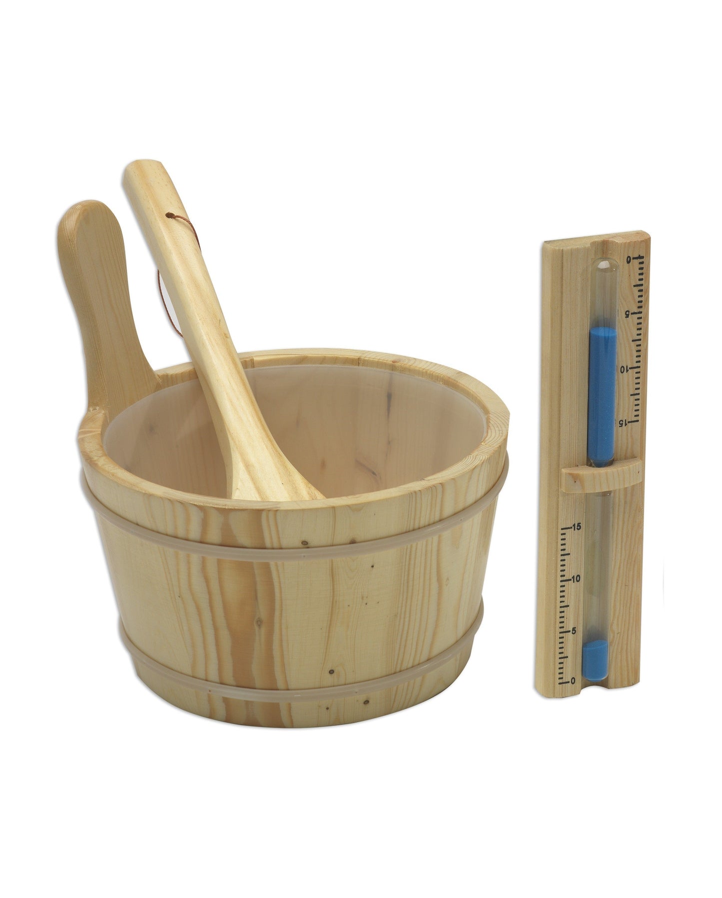 Included bucket, ladle, and sand timer