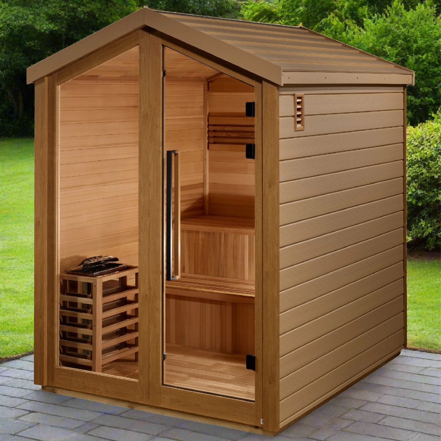 Aura Kaarina 6-Person Outdoor Traditional Steam Sauna ā star lighting detail