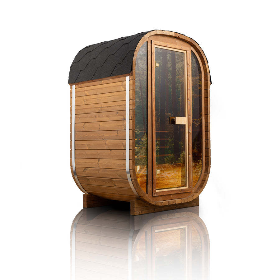Aura Auris One outdoor cedar sauna exterior