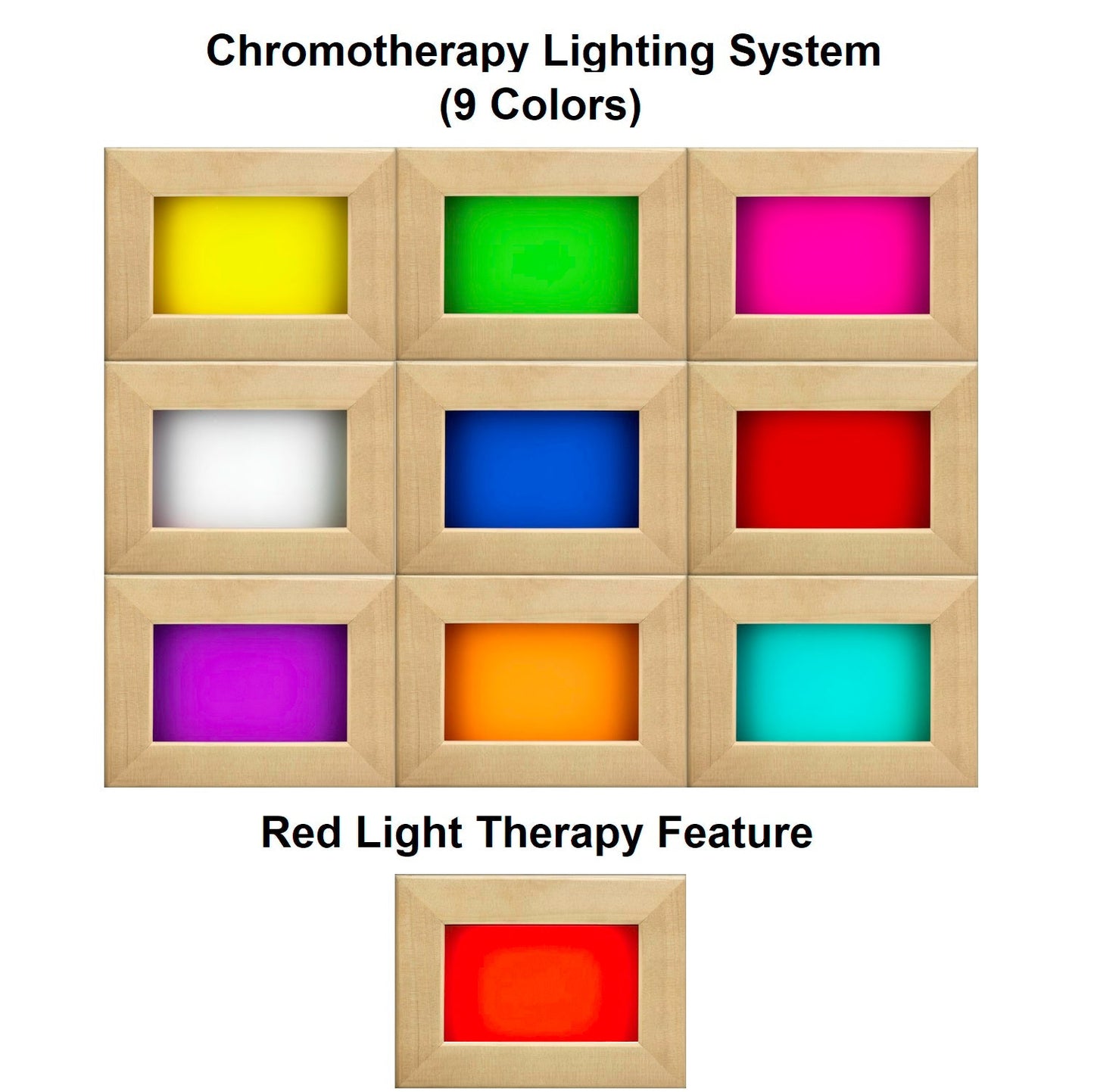 Chromotherapy lighting 9 colors and red light