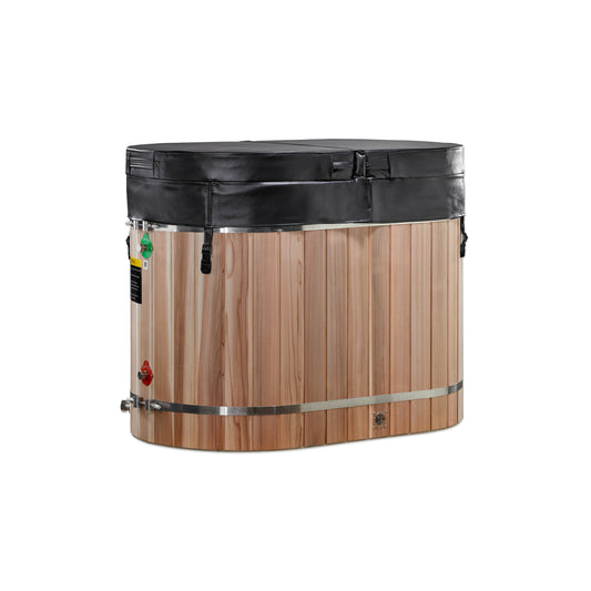 Aura oval barrel cold plunge tub cedar