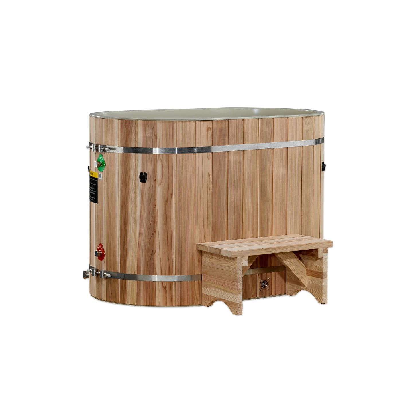Aura oval barrel cold plunge with step
