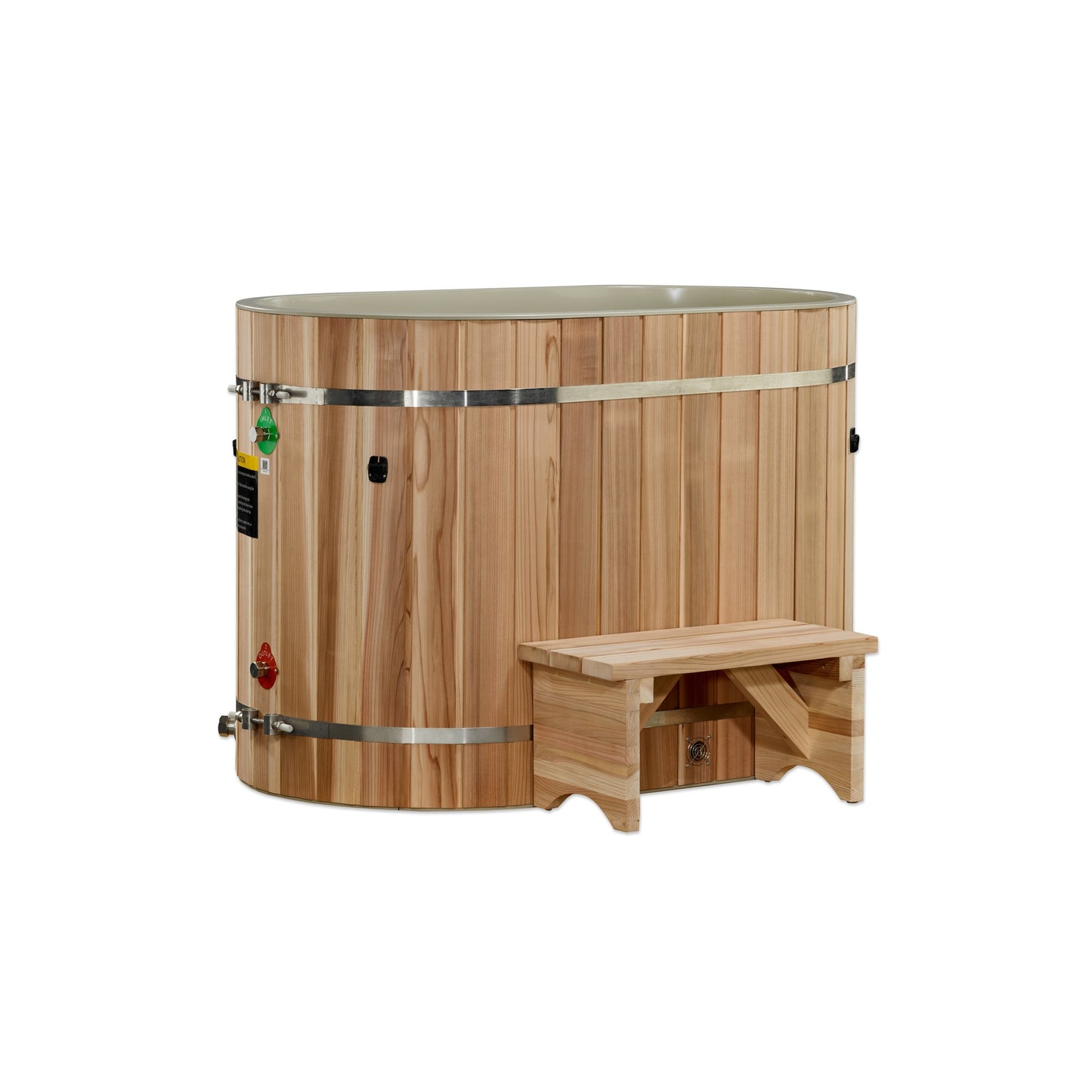 Aura Cold Plunge Oval Barrel — Side View with Step