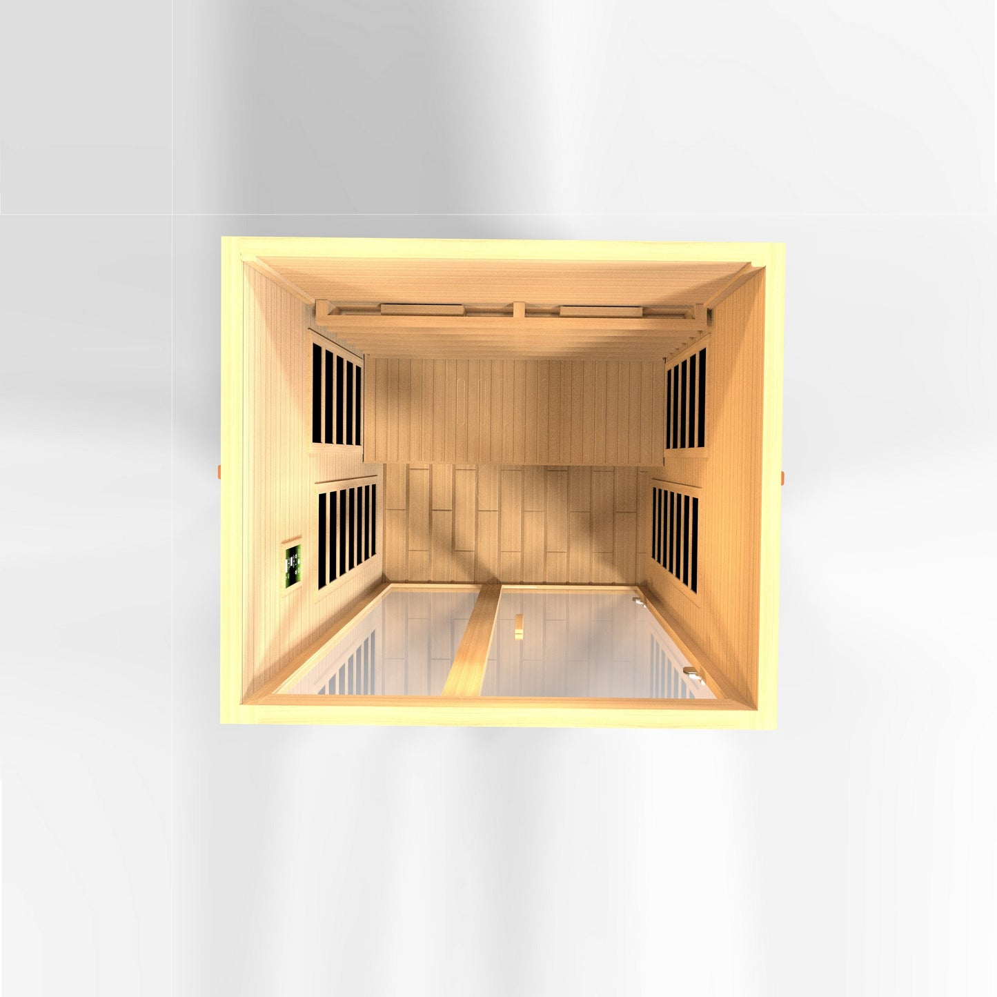 Aura Santiago sauna bench view