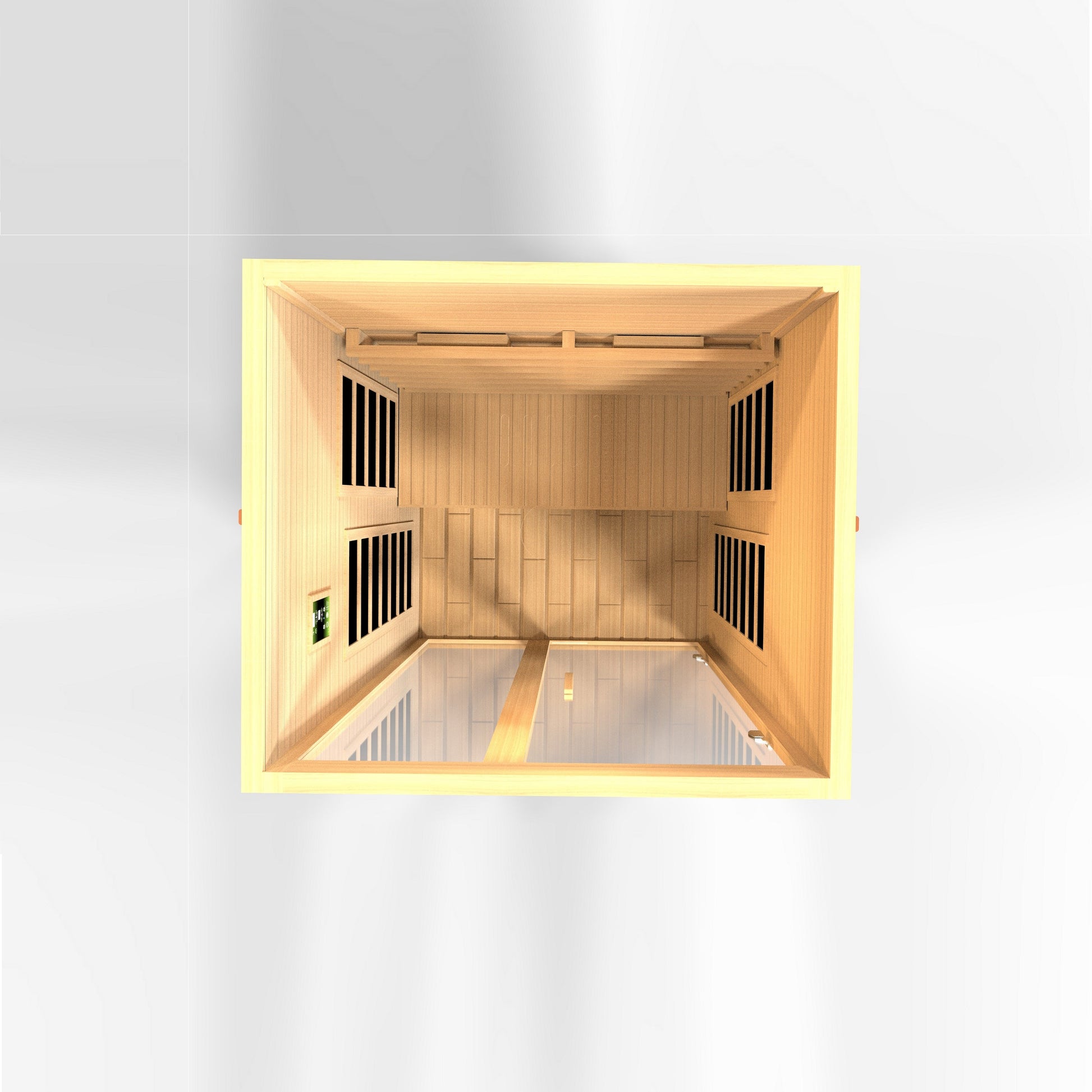 Aura Santiago sauna bench view