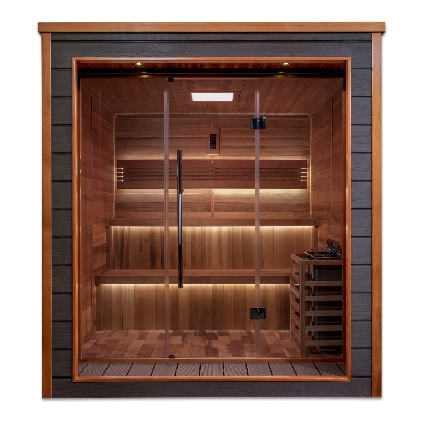 Aura Bergen outdoor sauna angle view