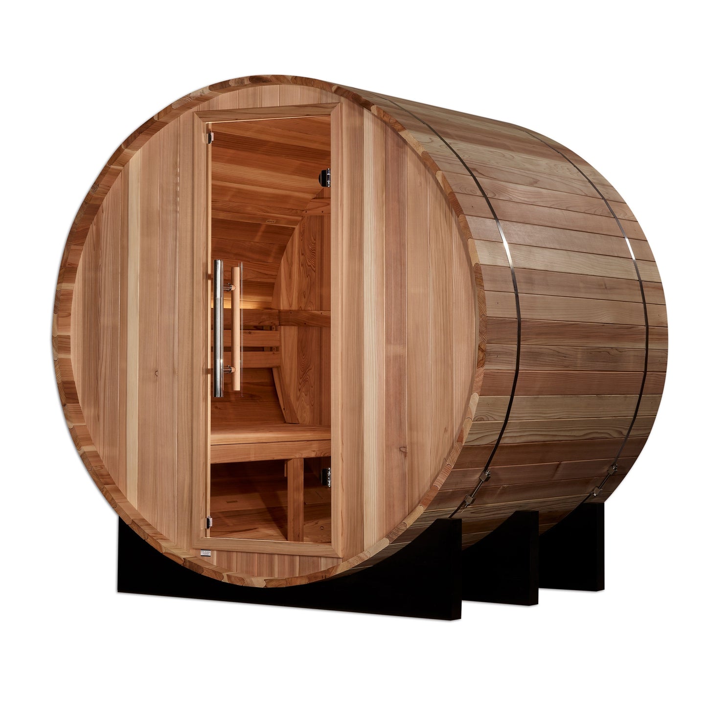 Aura St. Moritz barrel sauna side view