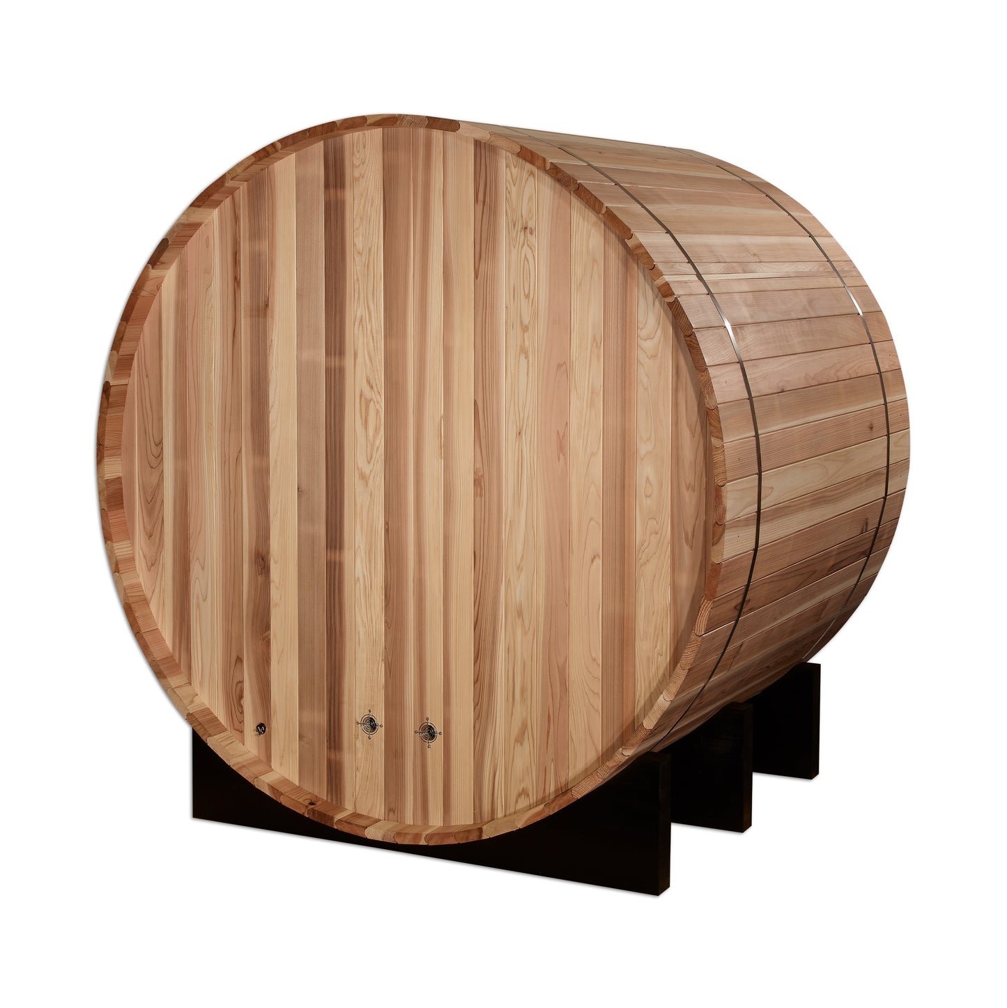 Aura St. Moritz barrel sauna rear angle