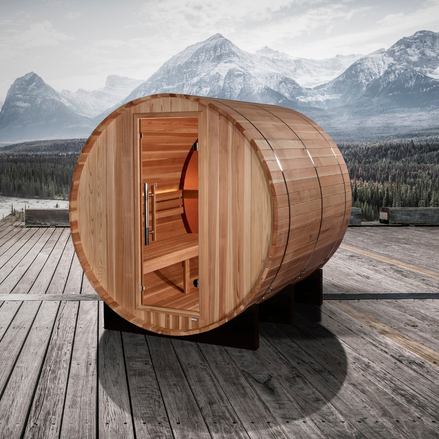 Aura Zurich barrel sauna view