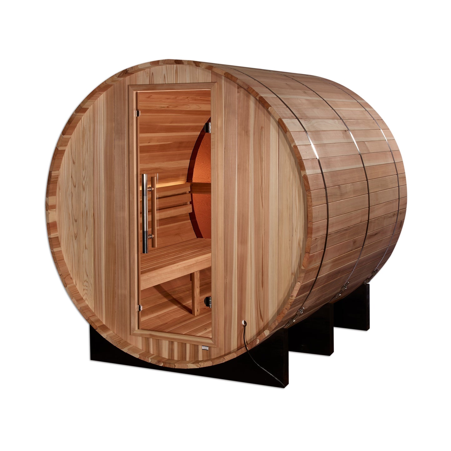 Aura Zurich 4-person barrel sauna with bronze privacy glass