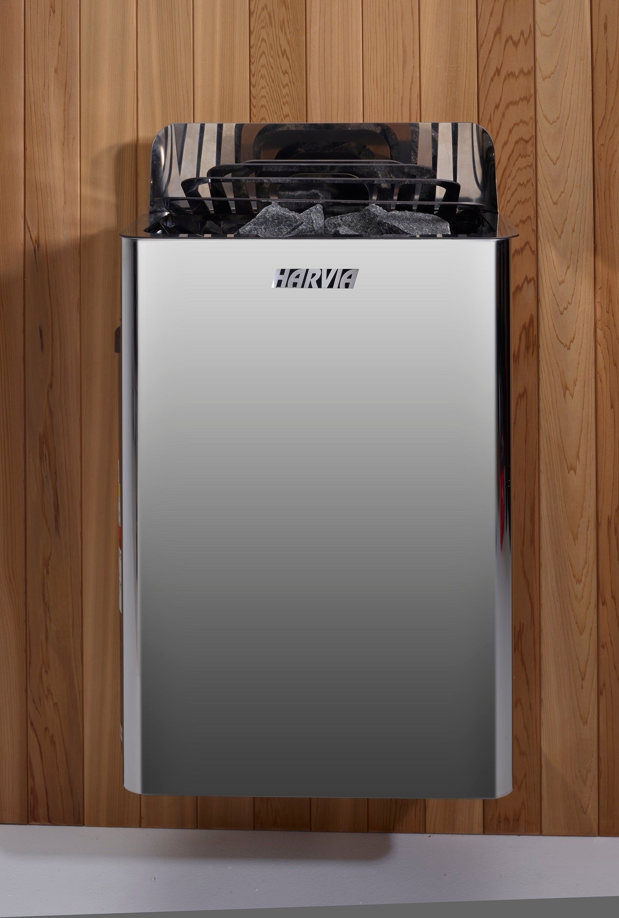 Harvia stove mounted view