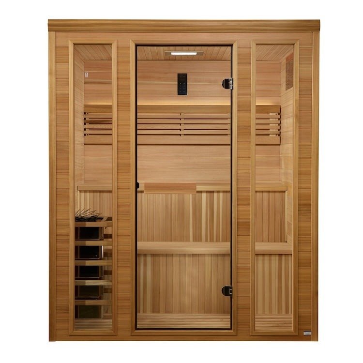 Aura Engelberg 6-Person Traditional Steam Sauna — interior cedar