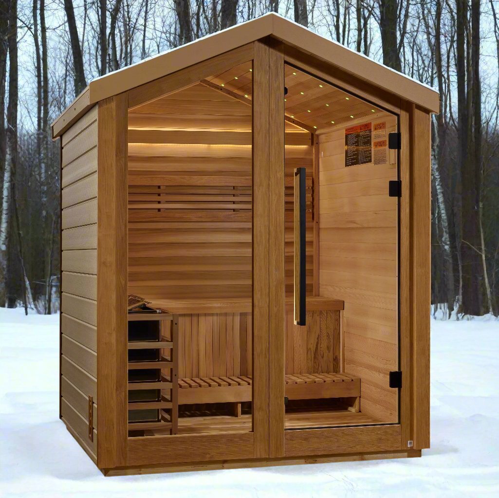 Aura Savonlinna 3-Person Outdoor Traditional Steam Sauna — lighting