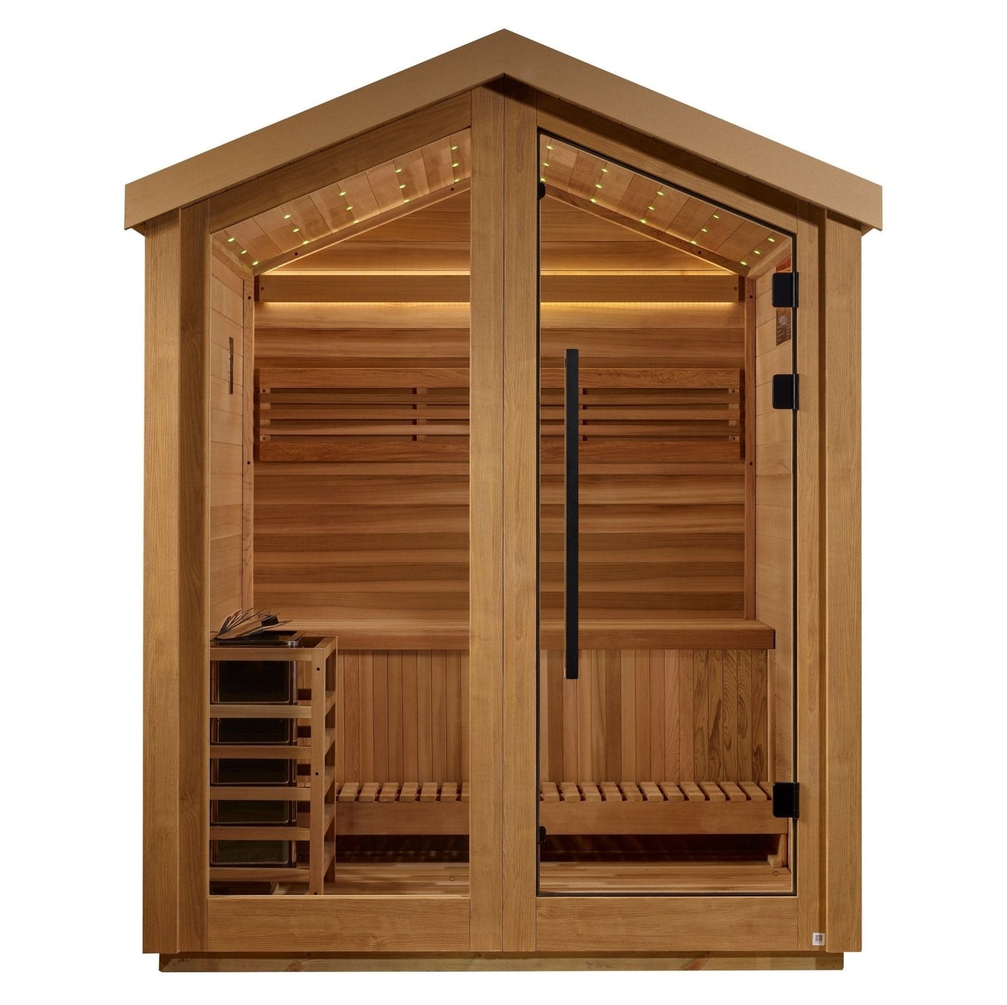 Aura Savonlinna 3-Person Outdoor Traditional Steam Sauna — side angle