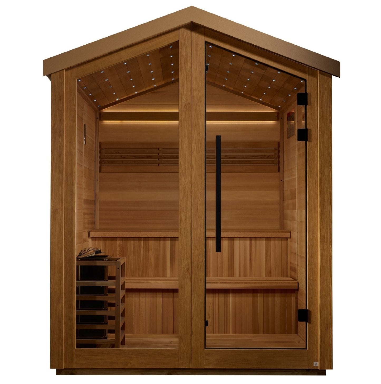 Aura Kaarina 6-Person Outdoor Traditional Steam Sauna — interior cedar