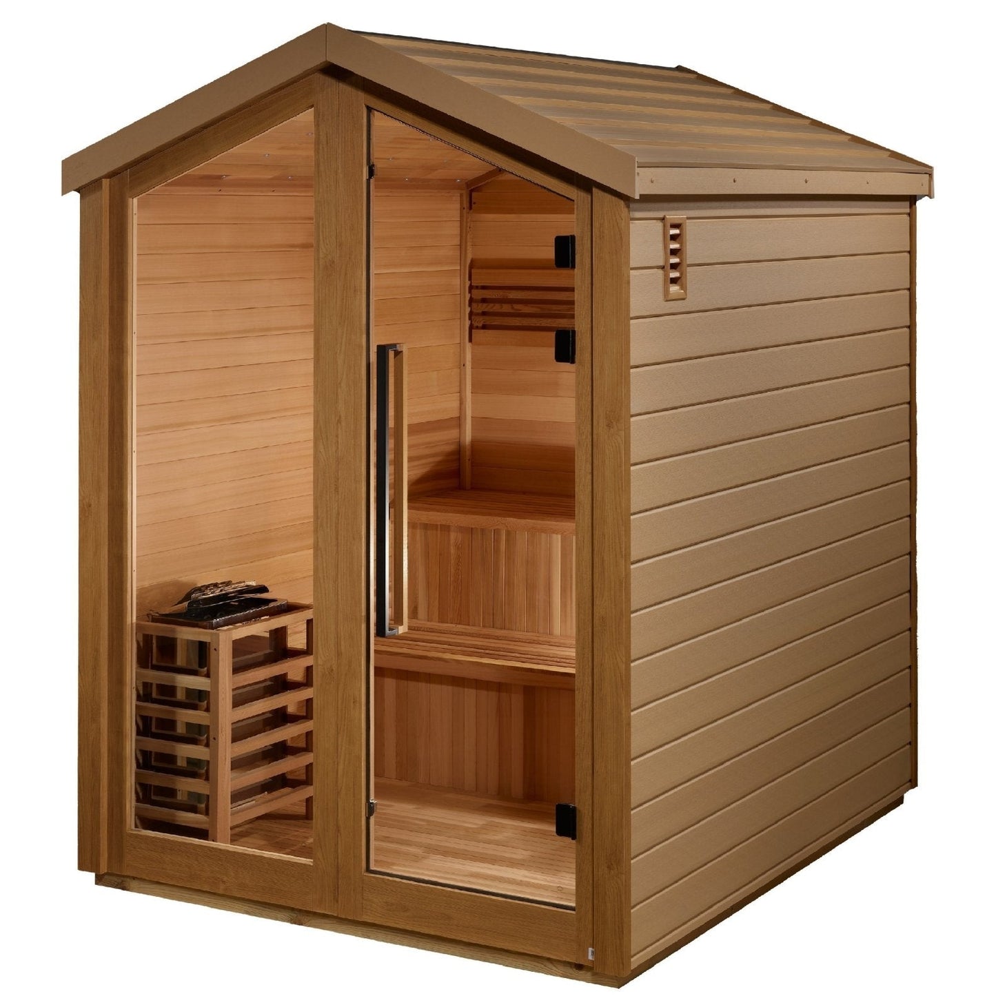 Aura Kaarina 6-Person Outdoor Traditional Steam Sauna — side angle